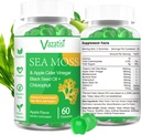 2 Pack Organic Irish Sea Moss Gummies cu ulei de semințe negru, Clorofila - tiroidă, Mood, Energy & Immune Support - Femei și bărbați, Adult & Kid - 120 Vegan Gummies