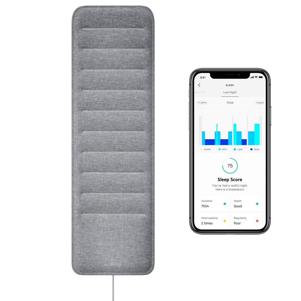 Withings Sleep - Sleep Tracking Pad Sub Saltea cu analiza ciclului de somn