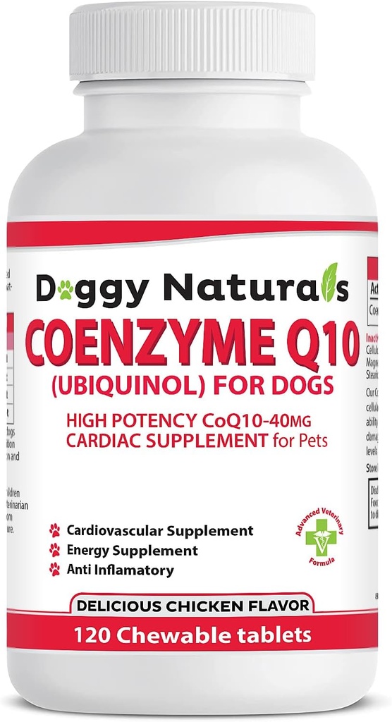 Coenzime Q10 mare potenta COQ10-40mg UBIQUINOL pentru câini (120 Tabs) Made in U.S.A. CoQ10 pentru câini