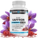 Capsule pure de extract de șofran, 88,5 mg, 60 de capsule vegetale pentru îmbunătățirea stării de spirit și suport energetic