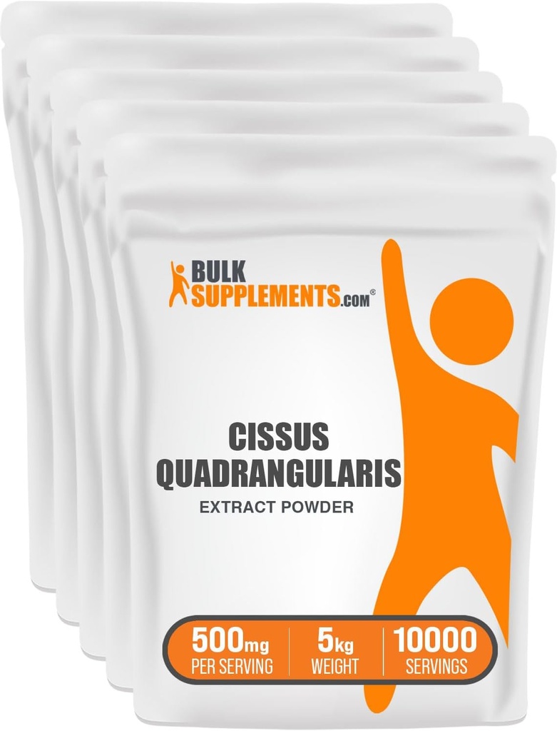 BulkSupplements.com Cissus Quadrangularis Extract pulbere - Cissus Quadrangularis Supliment, Herbal Supplement - Gluten gratuit, 500 mg per Serving, 1kg (2,2 lbs) (Pachet de 5)