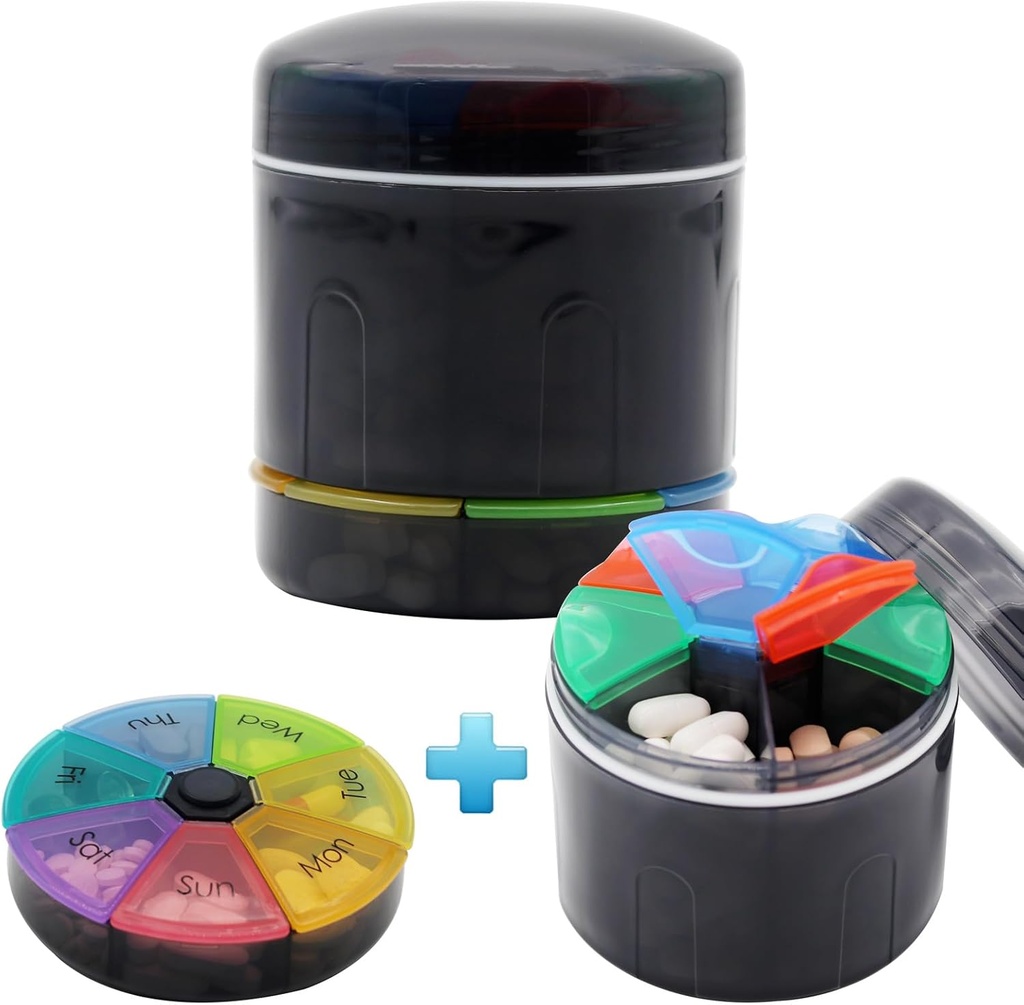 Caz pilula extra mare portabil cu dublu straturi 7 Compartimente cutie de medicamente lunar Pilula Organizator (Sticla mare)