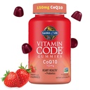 Gradina de viata Cod Vitamina CoQ10 Gumries 150 mg, Coenzime Q10 pentru sanatatea inimii, Productia de energie si imbatranire sanatoasa + Prebiotice si Probiotice pentru Digestie, Non-GMO, Gluten-Free, 60 de gume de capsuni
