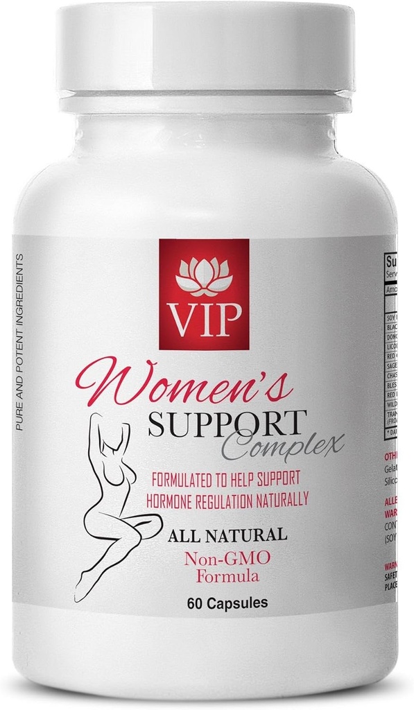 Menopauza Suplimente de ajutorare - Complex de suport pentru femei Capsule naturale - Black Cohosh, Menopauza Suplimente pentru femei, Regulator menstrual, Rădăcină de lemn dulce, Binecuvântată Thistle, 1 flacon (60 capsule)