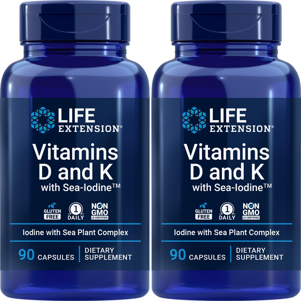 Extensie de viaţă Vitamine D şi K cu Iod de mare, 90 capsule