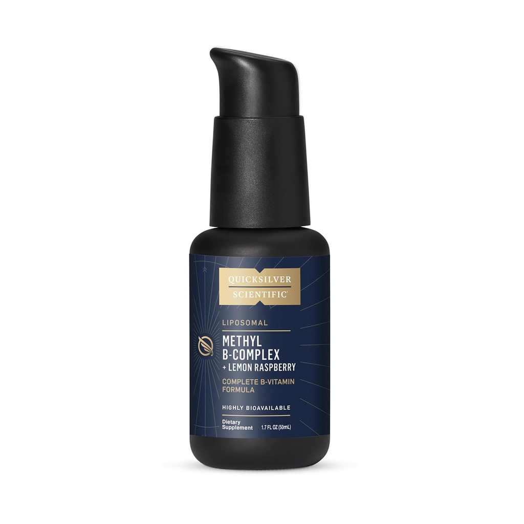 Complex stiintific de metil Quicksilver - Vitamina lichida cu absorbtie lipozomala superioara de vitamina B12, Folat, vitamina B6, Riboflavina, Biotina, Acid pantonic, vitamina B1, Niacin (50 ml)