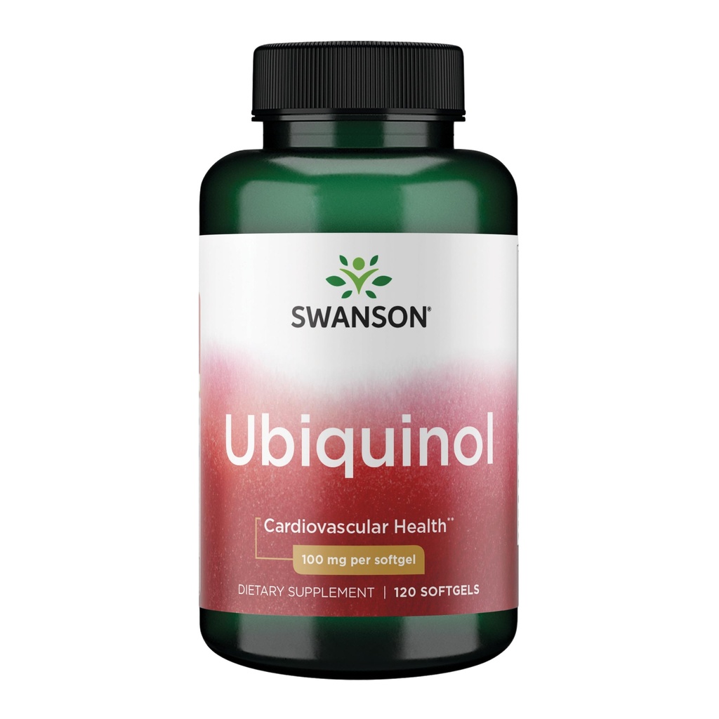 Swanson Ubichinol - 100 mg - pentru Heart Health, Brain Energy & Antioxidant Support - SIDA ATP Production* - Non-GMO - 120 Softgels