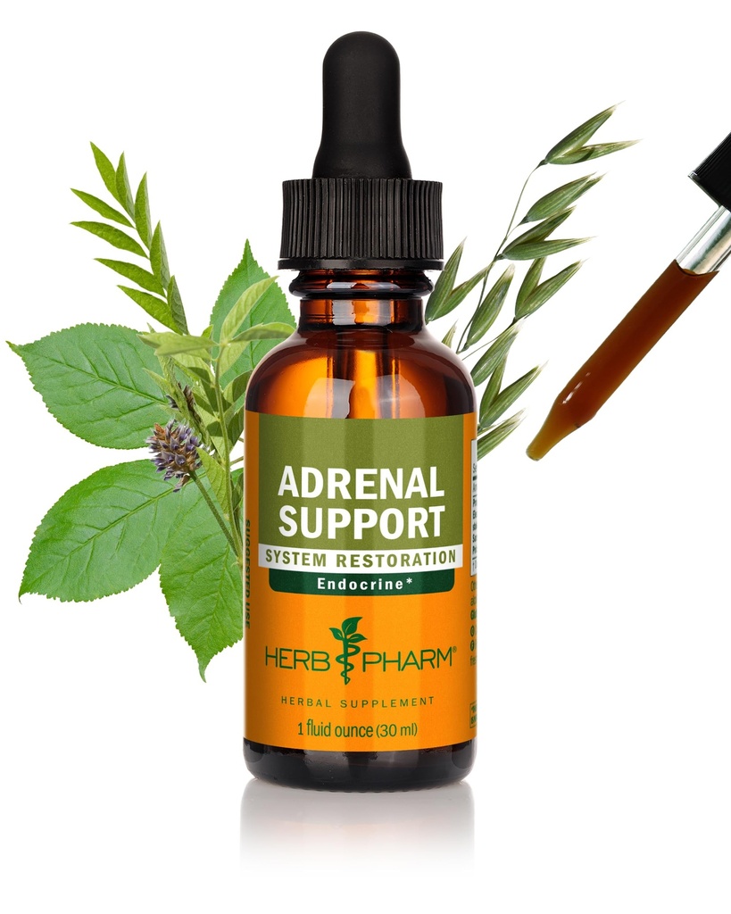 Herb Pharm Suport suprarenal Formula de plante lichide cu Eleuthero și extracte lichide de lemn dulce - 1 Once
