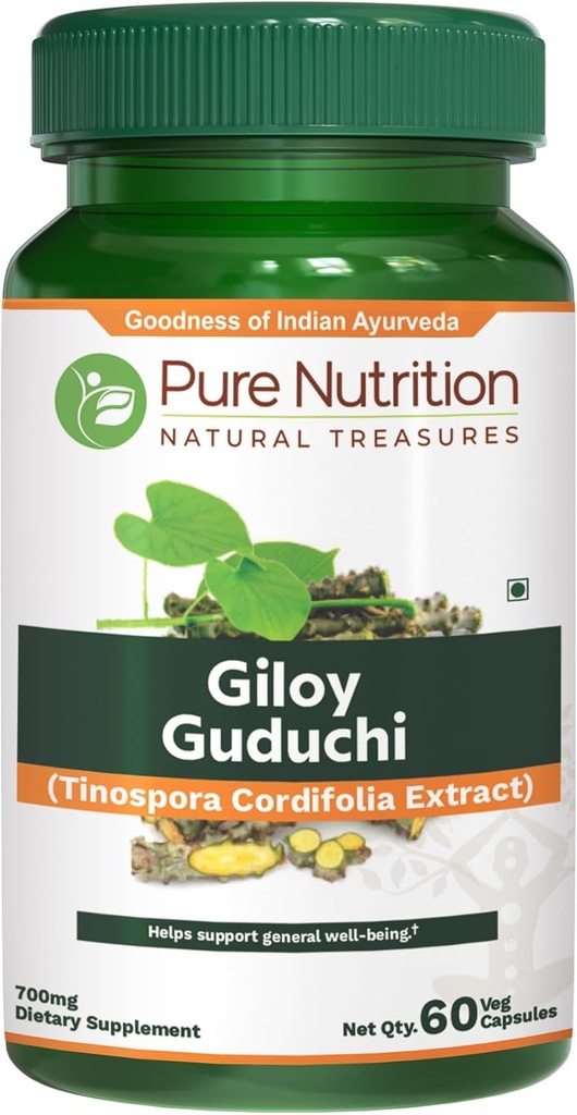 Pur Nutriton Giloy Guduchi Extract 700 mg capsule. (Equivalent până la 5200 mg Giloy pulbere). Non-Gospodărire 