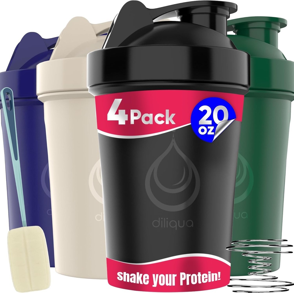 4 PACK, 20 oz Sticle Shaker cu whisks sârmă pentru amestecuri de proteine 