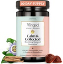 Winged Wellness Calm & Collected, Stress Relief Gumies - Stressse Supplement with KSM-66 Ashwagandha, L-Theanine, GABA & Passionflower - Vegan & Gluten-Free Gummy - Raspberry, 42 Count