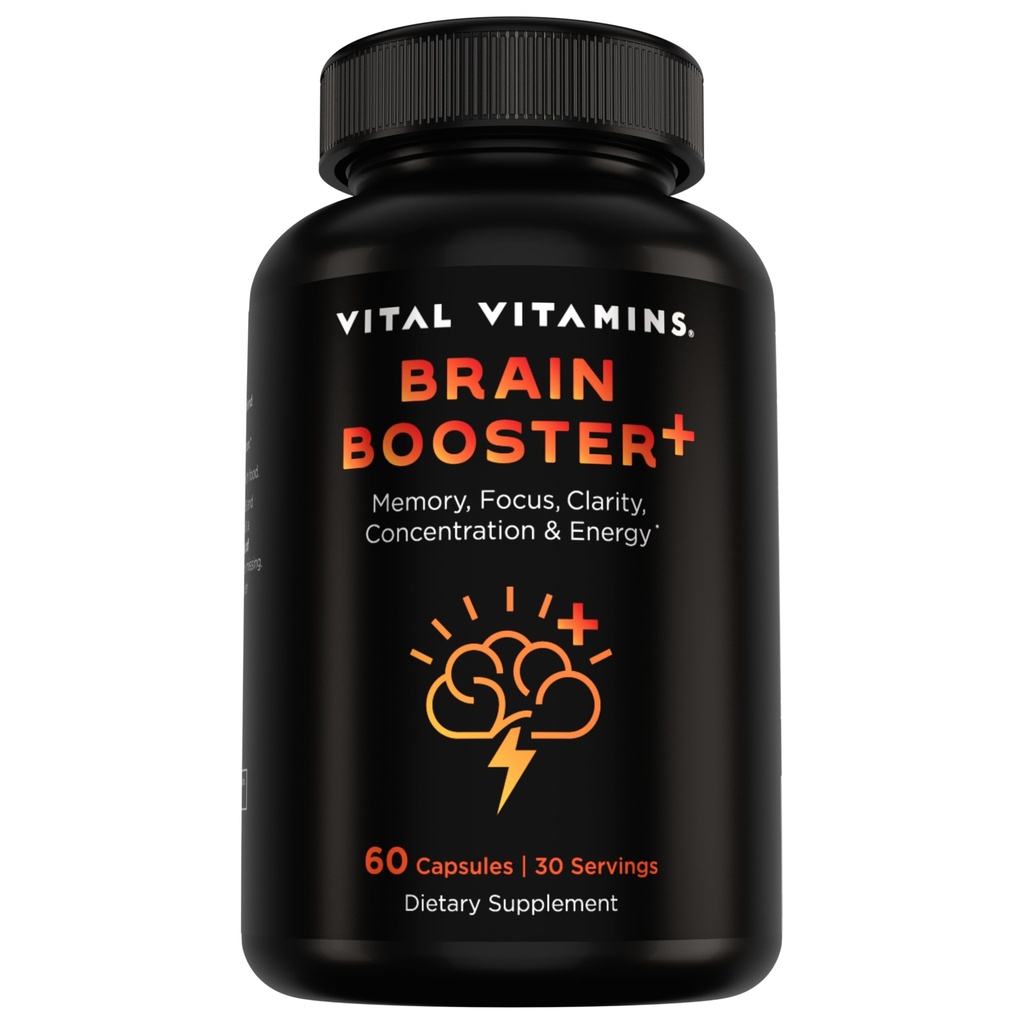 Vital Vitamine Nootropice Creier Supliment Plus - pentru memorie, focalizare, concentrare, Neuro Energy, Claritate - cu Lion Coamă ciuperci - 60 Capsule
