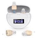 Adjudecătoare auditive digitale reîncărcabile pentru Seniori, Amplificatoare auditive inteligente de anulare a zgomotului pentru adulți, Aproape invizibil, Display de putere LED Charging Case.