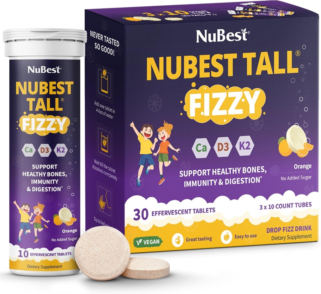 NuBest Tall Fizzy - Os Putere, Imunitate, Digestive Sanatate pentru copii Vârsta 4+ și adolescenți 
