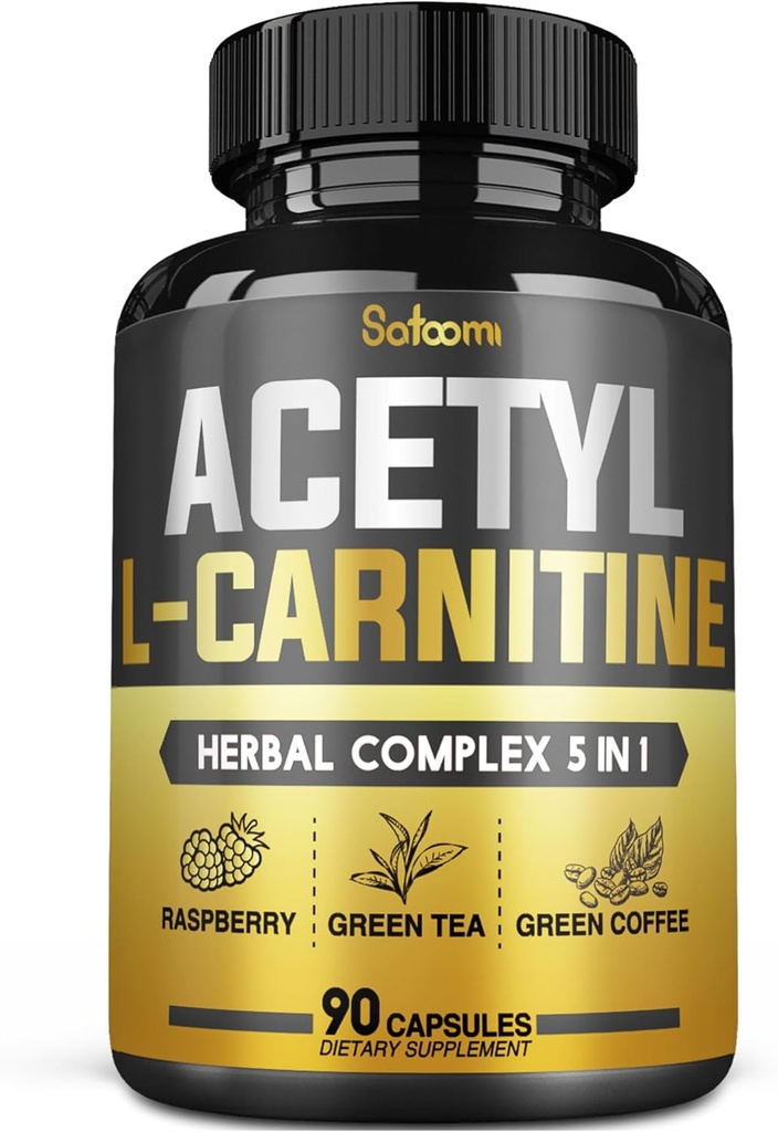 5in1 Capsulele complexului Acetil L-Carnitina - 2600 mg zilnic - corp, Brain & Imuna de sprijin pentru sanatate - Acid alfa lipoic combinat, Ceai verde, Ceai de cafea verde si Cetone de zmeura - 90 Conte pentru 3 luni