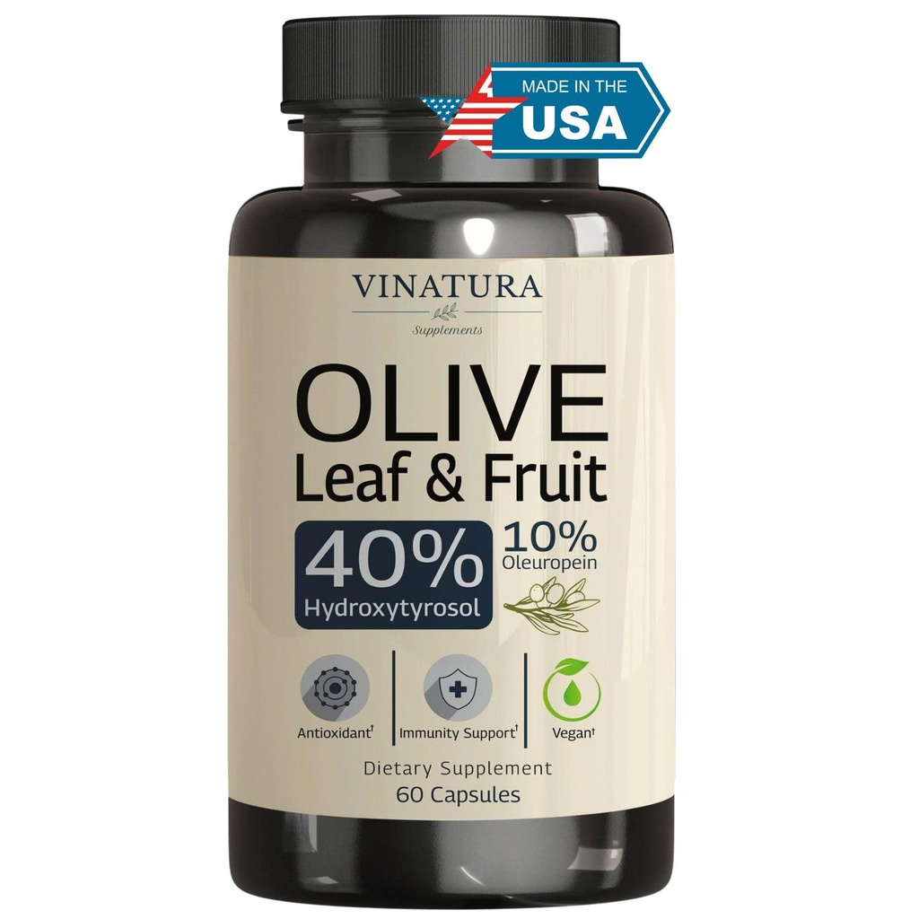 VINATURA Supliment hidroxitirosol, extract de frunze de măsline - 40% Extract de fructe de măsline hidroxitirosol, 50% Oleuropeină capsule extract de frunze de măsline - 60 capsule