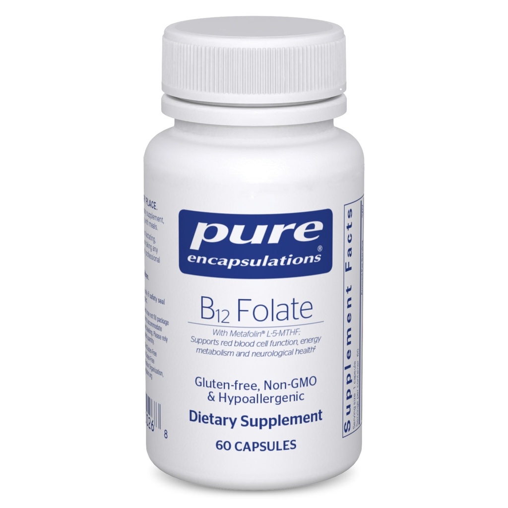 Pure Encapsulations B12 Folate - Suplimentul de energie pentru a sprijini nervii, energie de suport metabolic și cognitiv * - cu vitamina B Folate ca Metafolin - 60 capsule