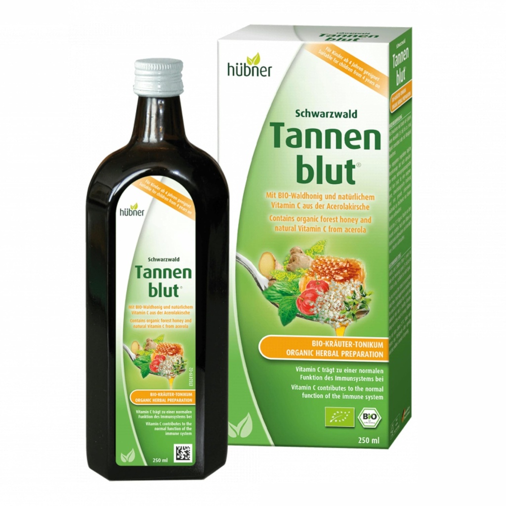 Hubner Tannenblut Organic Herbal Preparation, Honey Cough Syrup, Rece și Sore Throat Support, Soothing Relief, Vitamina C Supliment pentru adulți și copii 4 și mai în vârstă, Kosher și alcool fără, 250 ml