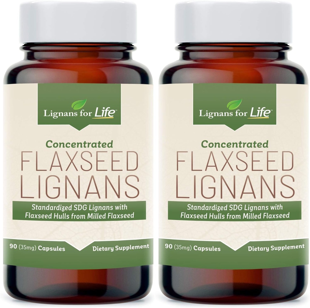 Lignans For Life Flaxseed Lignans for Dogs + SDG - Omega 3 Fatty Acids, High Fiber Antioxidants Ajuta la imbunatatirea hainei stralucitoare, Digestive & Heart Health Lignans, 35mg, 90 Flaxseed Capsule, 2 Pack