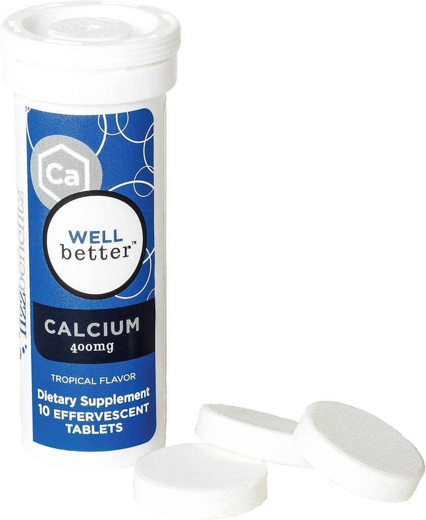 Carbonat de calciu Supliment dissolvabil cu aroma tropicala - 400 mg tablete de eliberare ca pulbere în apă - Perfect pentru persoanele lupta cu Pilula înghițire (3 tuburi)