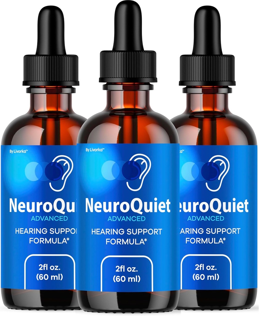 (3 Pack) NeuroQuiet picături - NeuroQuiet suport pentru auzul zilnic oficial Toate naturale lichid avansat Formula pentru sănătatea urechii, Claritatea auditivă și echilibrul urechii interne recenzii, 3 sticle pentru 3 luni