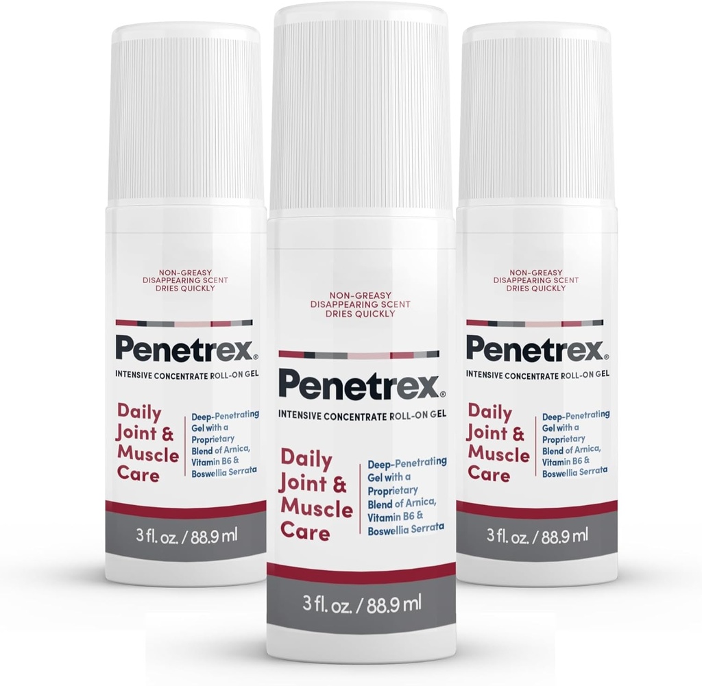 Penetrex Joint & Muscle Terapie - Soothing Gel pentru spate, gât, mâini, picioare - Premium întregul corp Rub cu Arnica, vitamina B6 & MSM - 3oz Roll On Gel (3-Pack)
