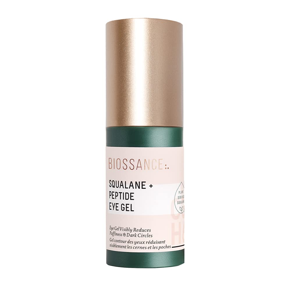 Biossance Squalane + Peptide Eye Gel - Ultra-Hydrating Sub crema ochi - Reduce Puffiness & Cercuri întunecate - riduri oculare Reparare Moisturizer- Anti Aging & Hidrating, crema de zi și noapte - 0,5oz