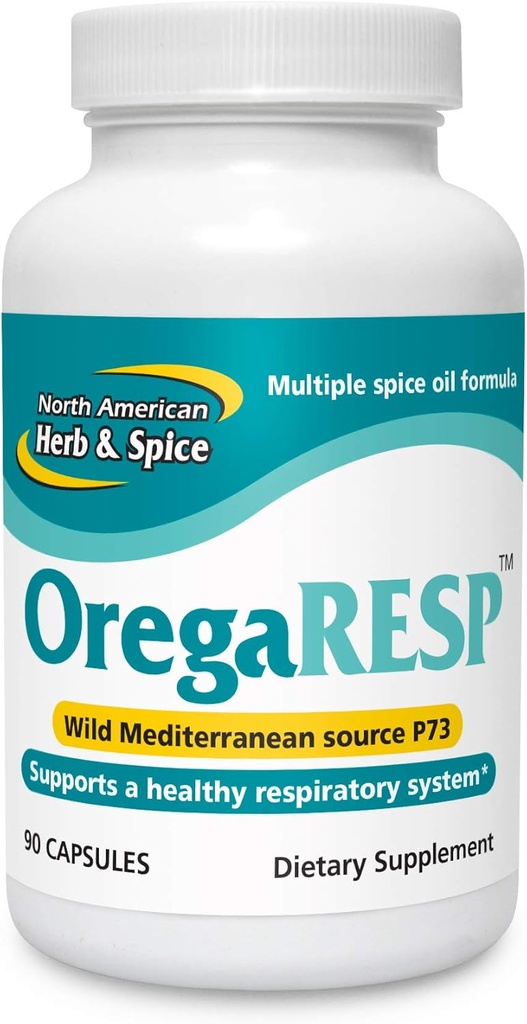 Nord-american Herb & Spice OregaResp - 90 Veggie Capsule - Immune & Respirator Health - Chimin, Sage, Ulei de Oregano - Sigur pentru copii și animale de companie, Non-GMO - 90 Serviri totale