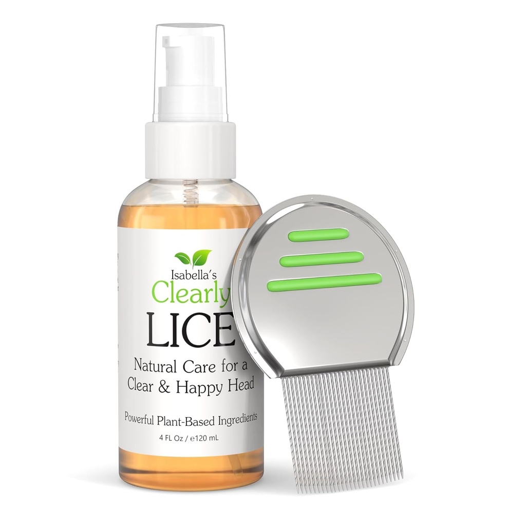 Isabella's clar LICE, Blend of Natural and Essential Oil for Lice and Nits with Metal Nit Comb (Inclused) 