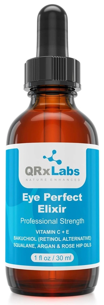 Elixir perfect ochi - cu Bakuchiol (Retinol Alternative), uleiuri de argan pur și Rosehip, Squalane, vitamina C & E - cel mai bun tratament anti-îmbătrânire Ser pentru pungi, puf, riduri, picioare de cioara