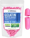XPRS Nutra Dimensiune 2 Capsule goale - 100 Capsule gelatinoase goale - Pastile capsule DIY Umplere - Capace pure de gel pentru pastile bovine pentru suplimentele Do-It-Yourself (Pink)