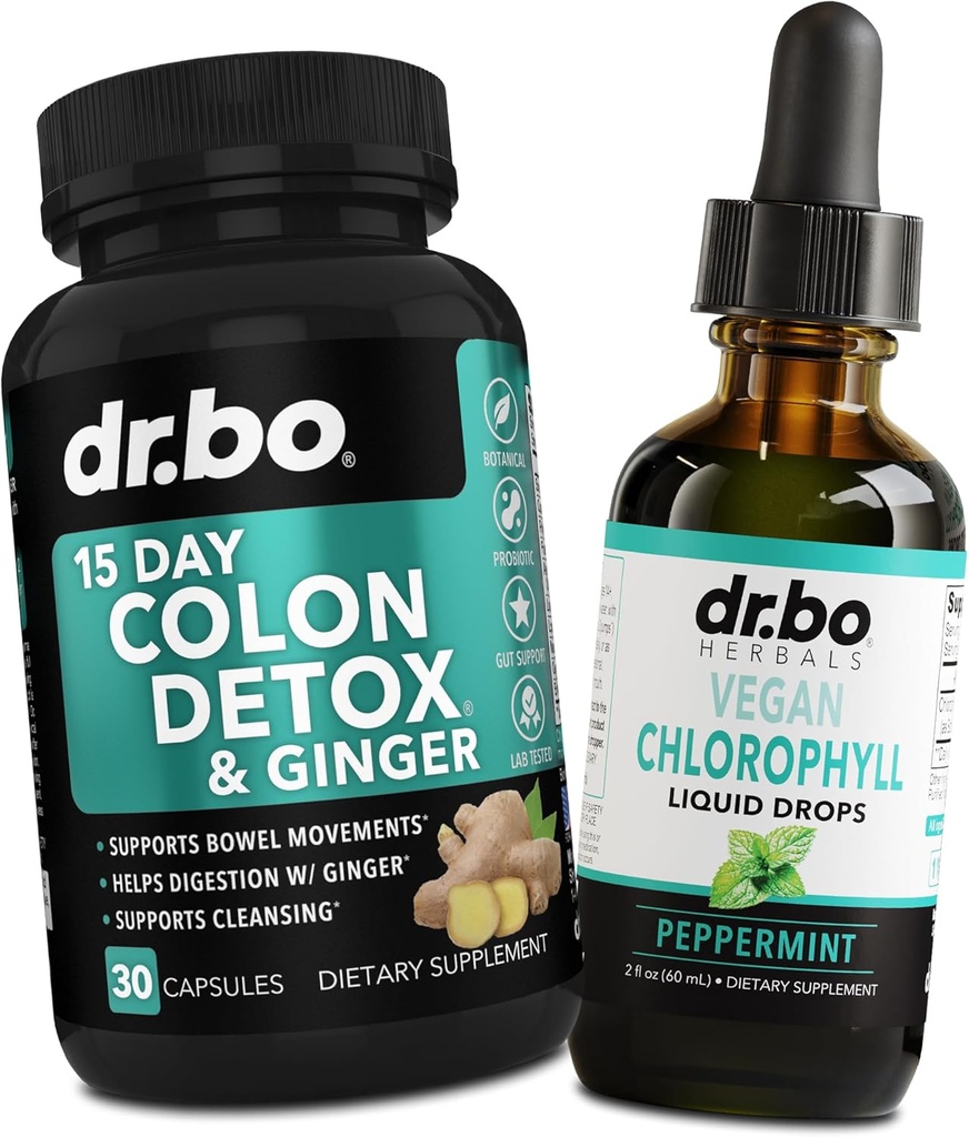 Colon Cleanser Detoxifiere & Clorofile Picături lichide - 15 zile Colon Curățenie pastile cu ghimbir, Clorofila lichid picături Odor corp Deodorant intern - Bowel Mișcarea Suplimente Intestinal Suport Gut