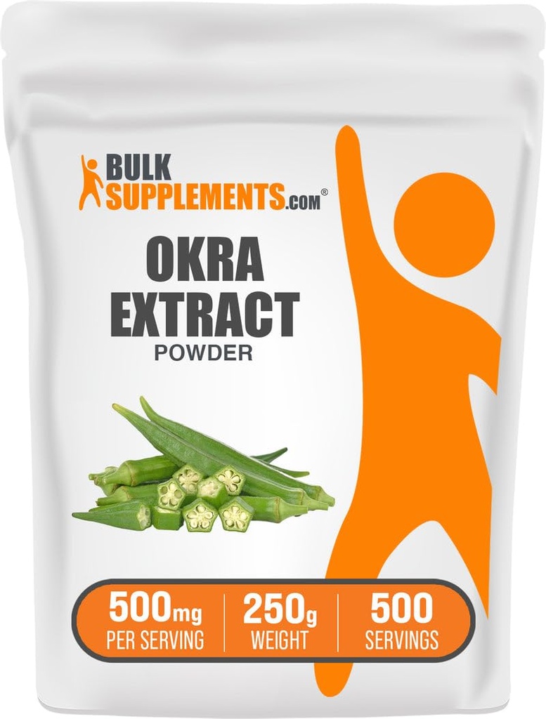 BulkSupplements.com Okra Extract pulbere - Okra Supliment, Sursa de fibre, Herbal Supliment - Vegan & Gluten gratuit, 500 mg pe Serving, 250g (8.8 oz) (Pachet de 1)