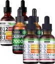 NUSAVA Strawberry Flavored D3 K2, Clorofila, & Vitamina B12 Picături lichide Bundle - Vitamine lichide potente pentru inimă, energie, Brain & Imunity Support - non-GMO, Gluten-Free, 2pk Fiecare