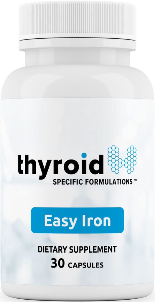 Easy Iron: Medic-Formulat mare potenta Supliment de fier pentru energie îmbunătățită și wellness, blând pe stomac, Ideal pentru suport tiroida si anemie, non-conspitante, Zilnic Boost