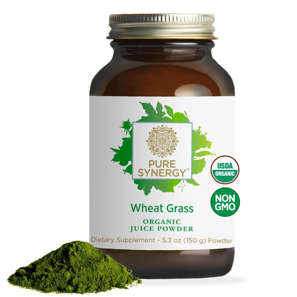 PURE SYNERGY Organic Grass Powder suc de grâu Pudră de fructe de pudră verde-piatră Pudră verde Pudră de suc verde Pudră organică de cereale din SUA brute Iarbă de grâu 