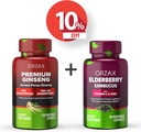 OrzAX Ginseng, 30% Ginsenozide, Premium 120 Capsule de legume și capsule de soc, 2000mg 60 Capsule vegetale, Bundle