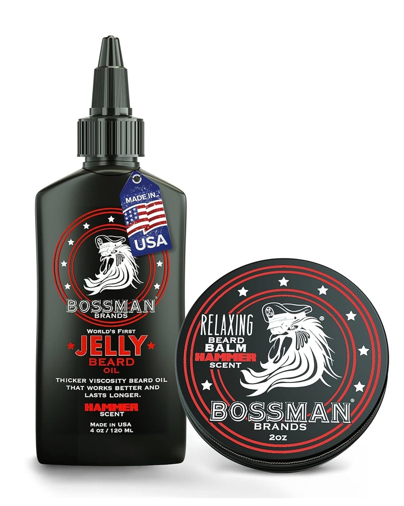Bossman Beard Oil Jelly și relaxare Barbă Balm Combo - Hammer Scent