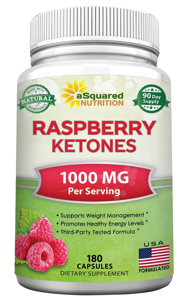aSquared Nutritie Natural Raspberry Cetone 1000mg-180 Capsule-Weight Loss Supliment, Max Putere Plus Apetit Suppressant Diet Pastilele, Premium Lean Pudră de sănătate pentru a stimula energia pură și metabolismul