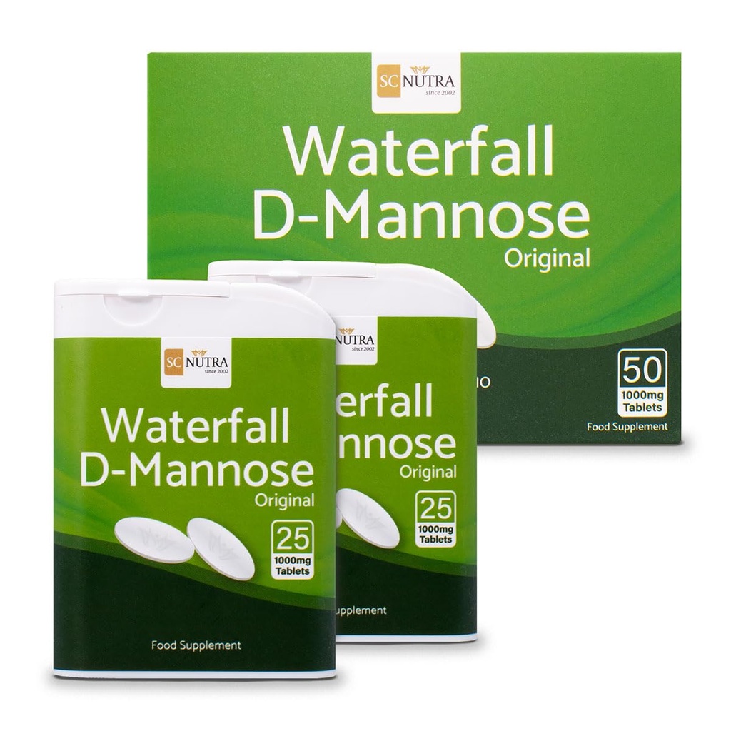 D- Manose Tablets 1000mg - Cascada D- Manoză produsă natural de Birch - 50 comprimate - SC Nutra (Sweet Cures)