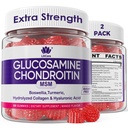 Glucosamină Chondroitin Gummies, Glucosamină Chondroitin MSM fără zahăr Supliment, Extra Putere cu Boswellia Turmeric, Hidrolyzed Colagen & Acid hialuronic, Sănătate osoasă pentru bărbați și femei, 120 Cts