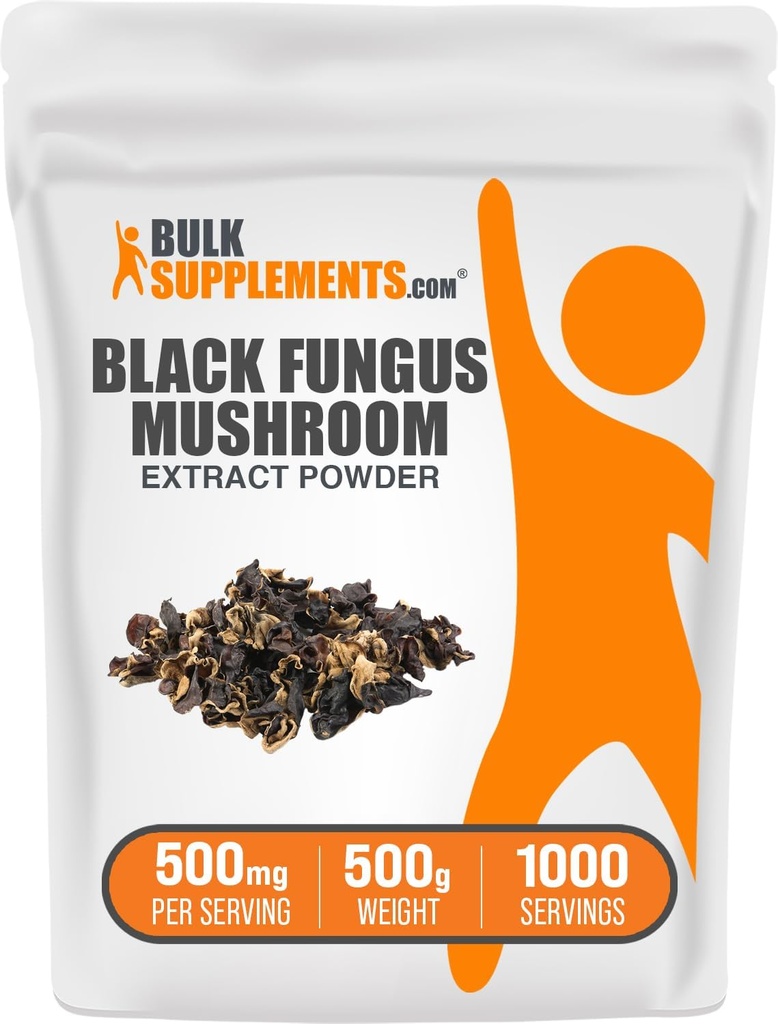 BulkSupplements.com Black Fungus Extract pulbere - praf de ciuperci din lemn ureche - Vegan & Gluten gratuit, 500 mg per Serving, 500g (1.1 lbs) (Pachet de 1)