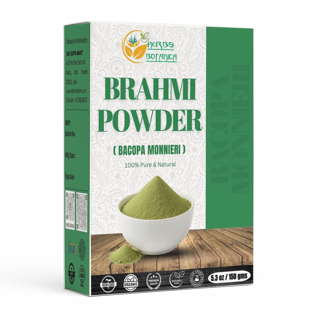 Herbs Botanica Brahmi Powder Bacopa Powder Centella Asiatica Ayurvedic Herb, Ingrijirea naturala a parului, Promoveaza cresterea parului 
