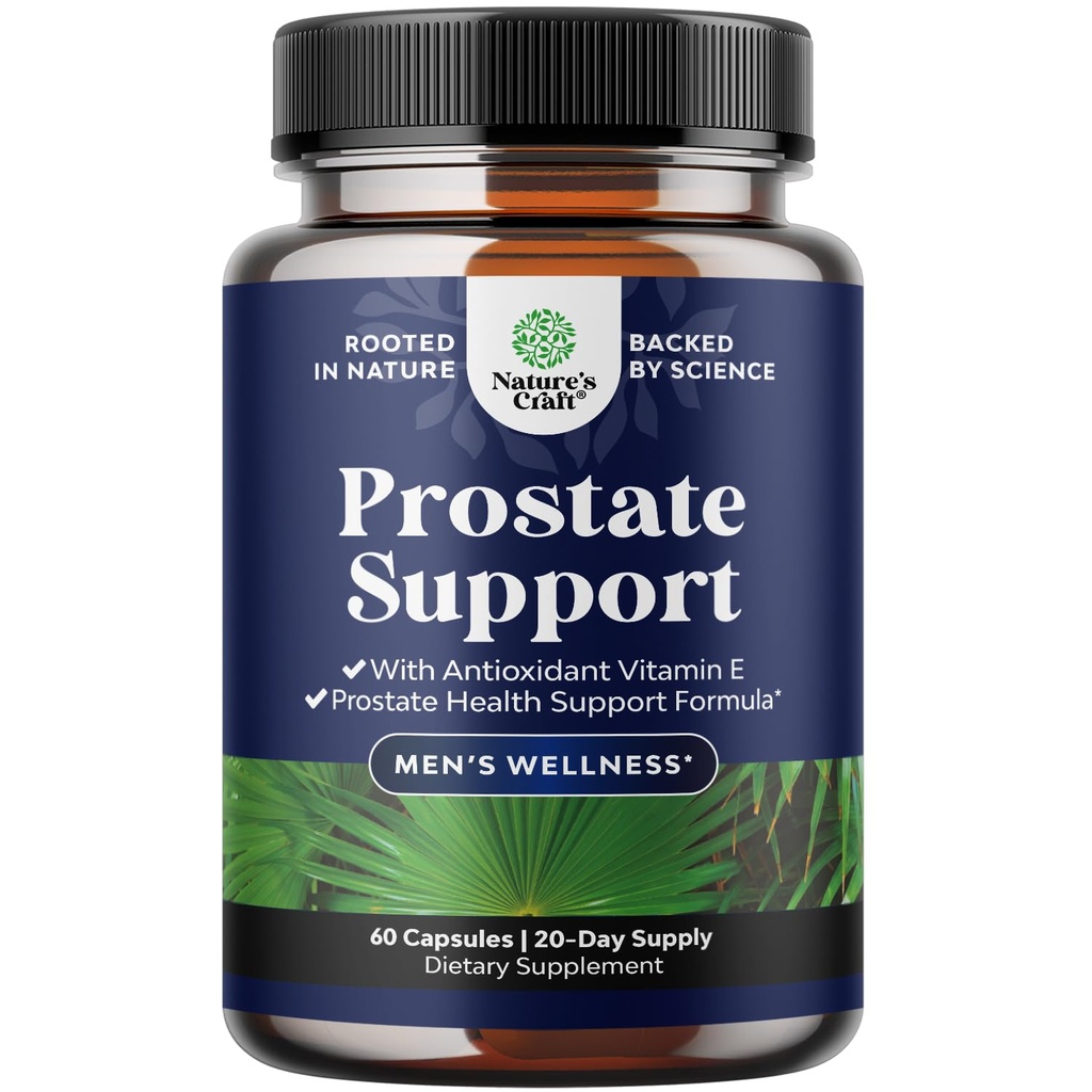 Saw de plante Palmetto Suplimentul pentru barbati - Potent Pygeum si Saw Palmetto Extract cu Beta Sitosterol si Ceai verde pentru barbati adulti pentru suport tract urinar si urina frecventa - 60 capsule
