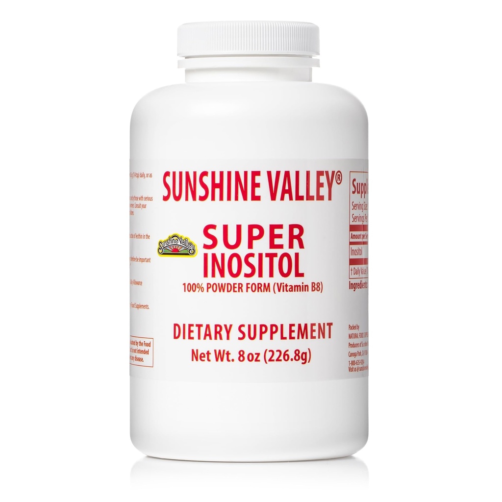 Sunshine Valley® Super Inositol, Vitamina B8 Pudrat Supliment alimentar, Natural POSs Fertility Supliment, Hormonial Echilibru & sănătos Funcție ovariană suport - 8 oz