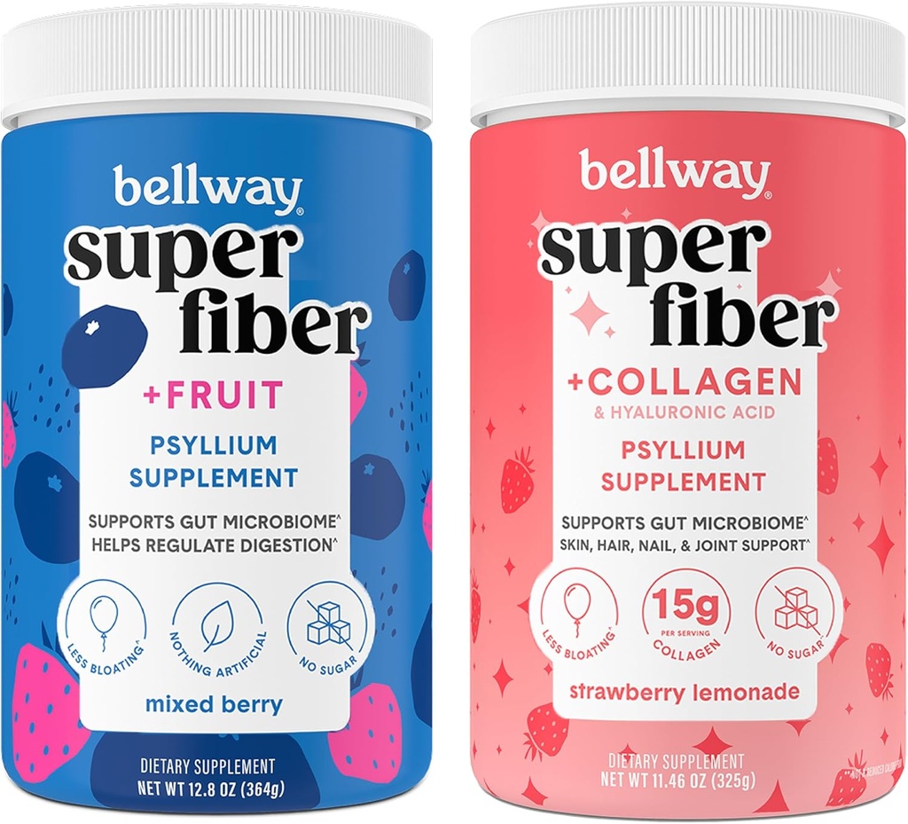 Bellway Super Fiber Powder + fructe, mixt Berry Super Fiber Powder + Colagen, căpșuni Limonadă