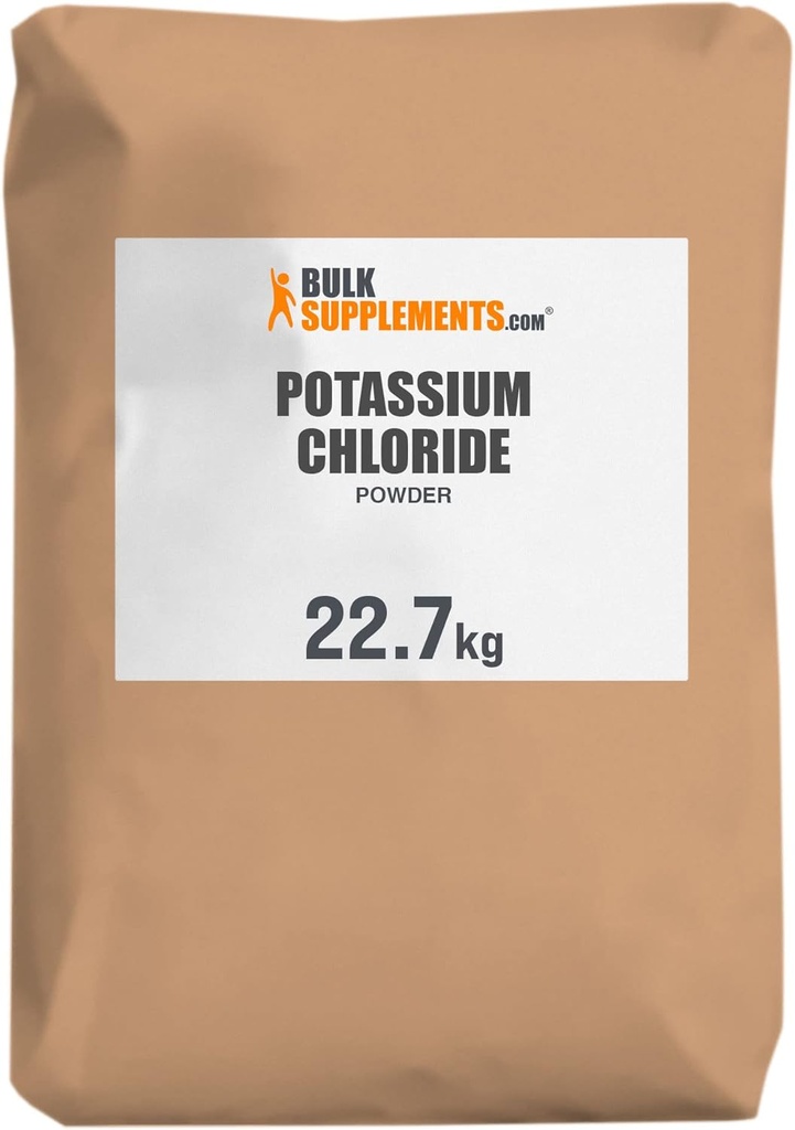 BulkSupplements.com Pulbere de clorură de potasiu - Sare de clorură de potasiu Substitut - Gluten gratuit, 200 mg per Serving, 22,7g (50 lbs) (Pachet de 1)