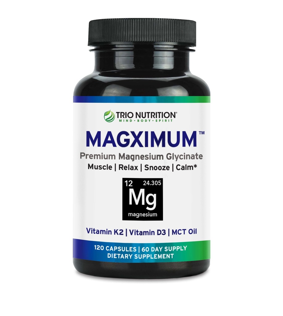 Trio Nutriție MagX Magneziu Glicinate, Vitamina D3, Vitamina K2 și MCT Ulei 