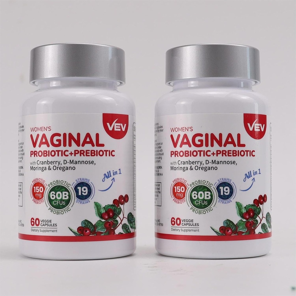 VEV Femei Probiotice + Prebiotic, Cranberry, D- Manose, 120 Capsule