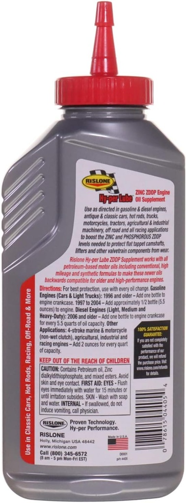 Rislone Hy-per Lube Zinc ZDDP Supliment - 11 oz. (Pachet de 2)
